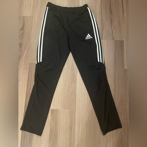 Adidas Kids Black Joggers with White Stripes